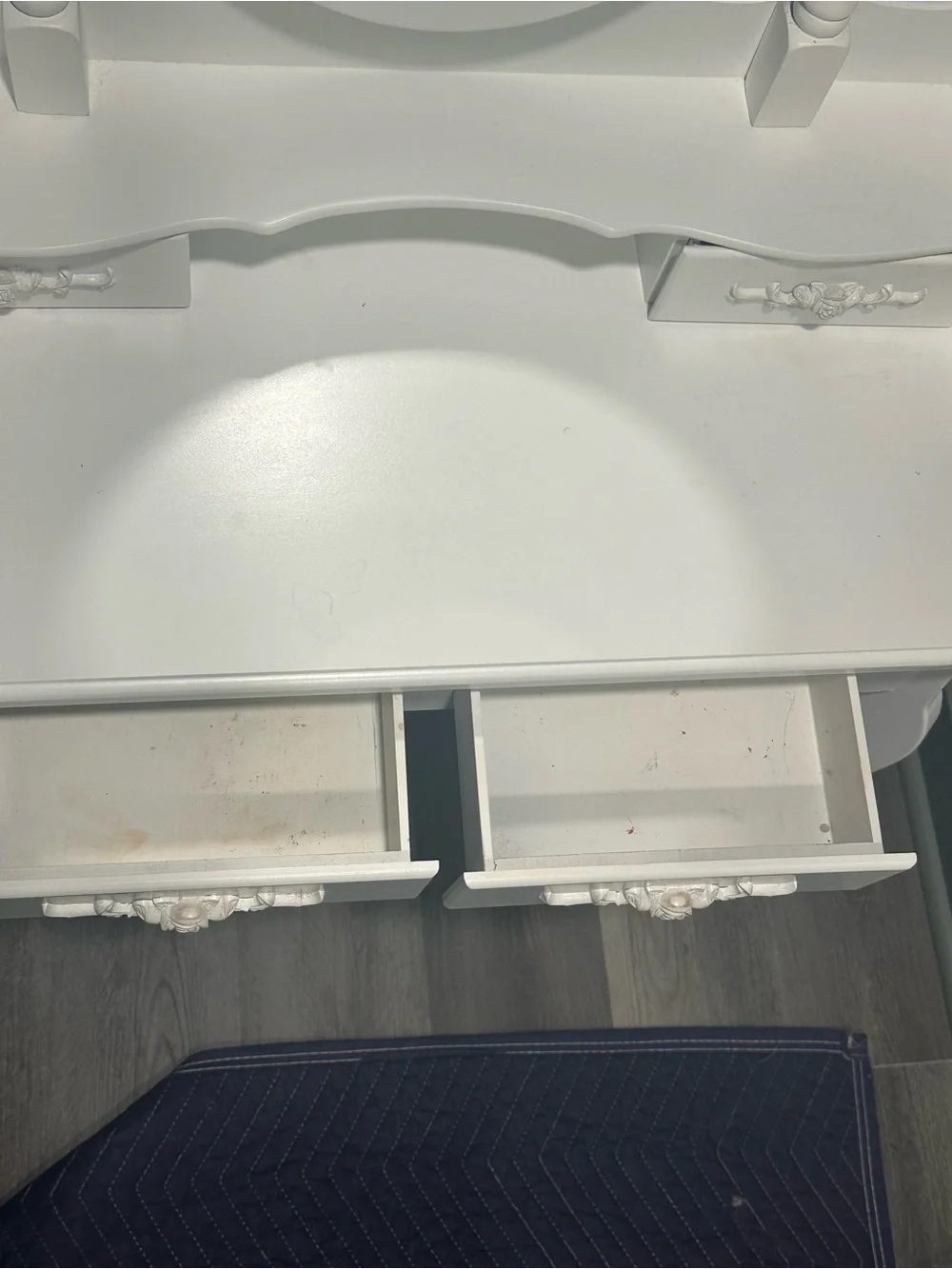White Vanity Dressing Table with Oval Mirror